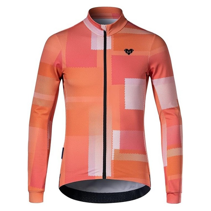 Bluza termica de ciclism MTB cu buzunare cu fermoar pentru barbati, portocaliu multicolor, MY KILOMETRE, Portocaliu