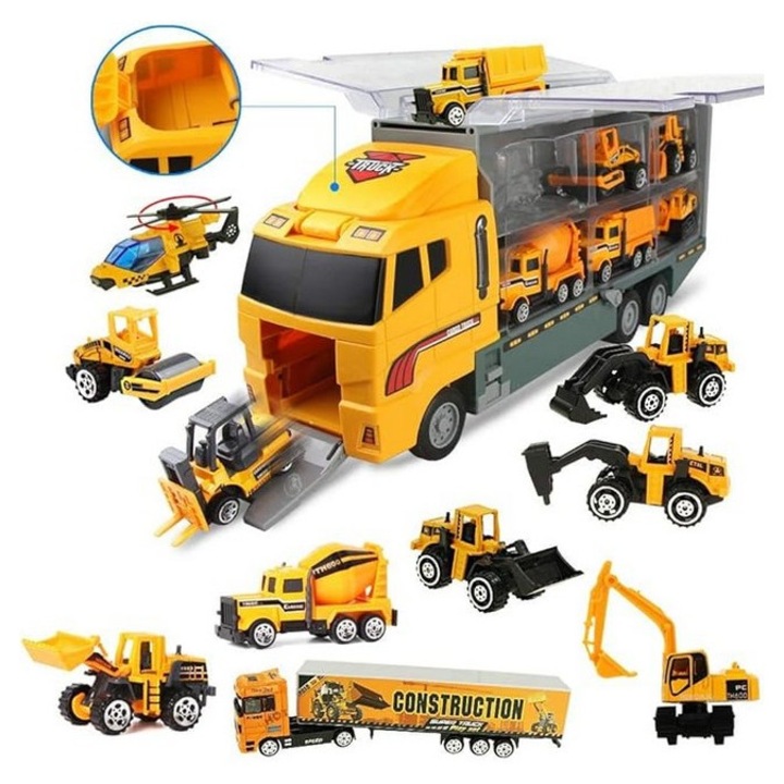 Jucarie Transportator de Camioane Galben pentru copii 3-8 Ani, Coolplay