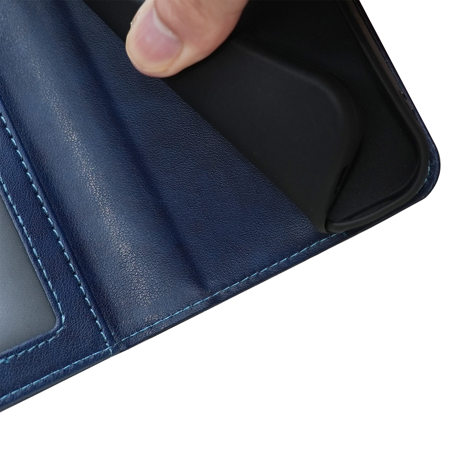 Husa pentru Samsung Galaxy S25, Omelivon, piele fina, Albastru, tip carte, cu portofel interior