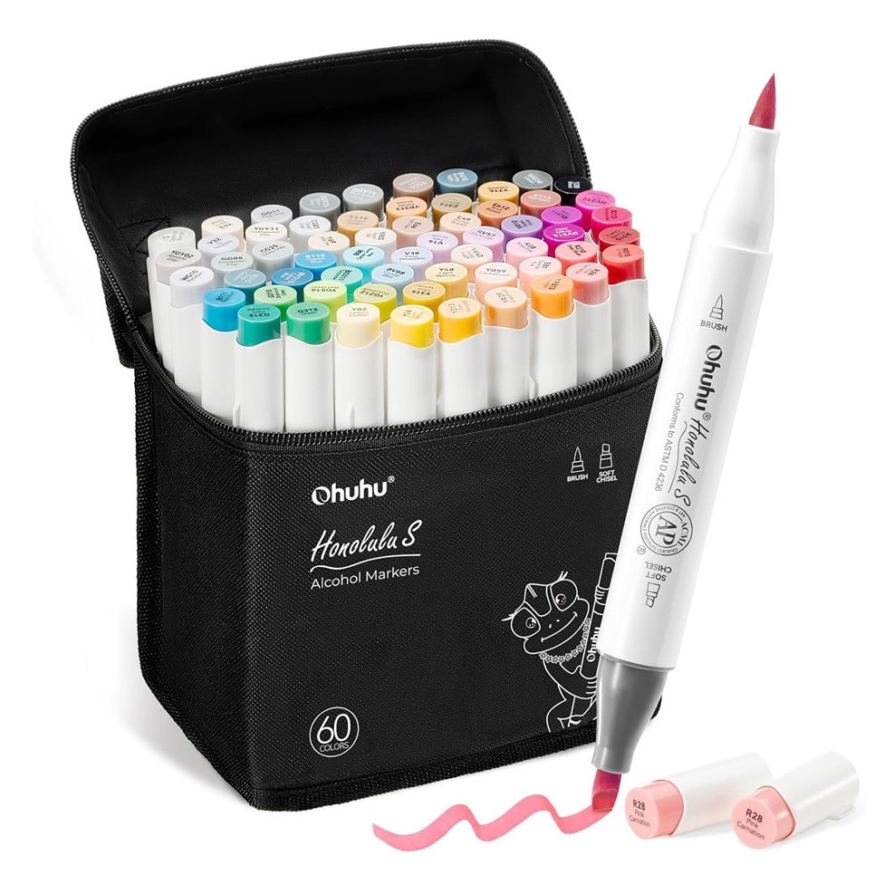 Set 60 Markere Ohuhu Honolulu S, Baza Alcool, Dual Soft Tips
