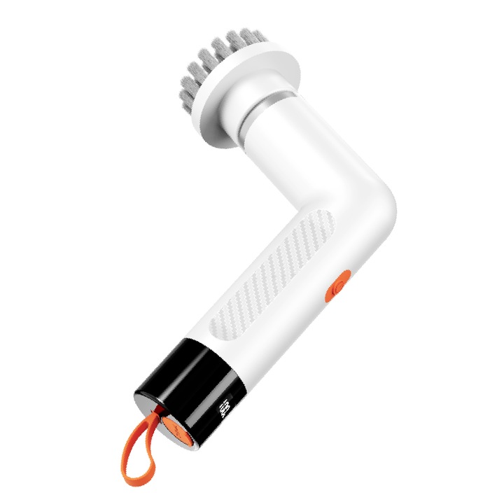 Perie Electrica Rotativa pentru Curatare NIRU GoBrush™ - Ultra-compacta, Fara fir, Baterie 1200mAh, Autonomie 2h, 5 capete, 2 Viteze, Display Digital LED, Rezistenta la apa IPX6, Curatare profunda, Portabila si ergonomica, pentru baie si bucatarie, Alb