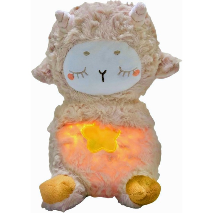 Мека плюшена играчка с функция за дишане, кафява, идеална за релакс и сън