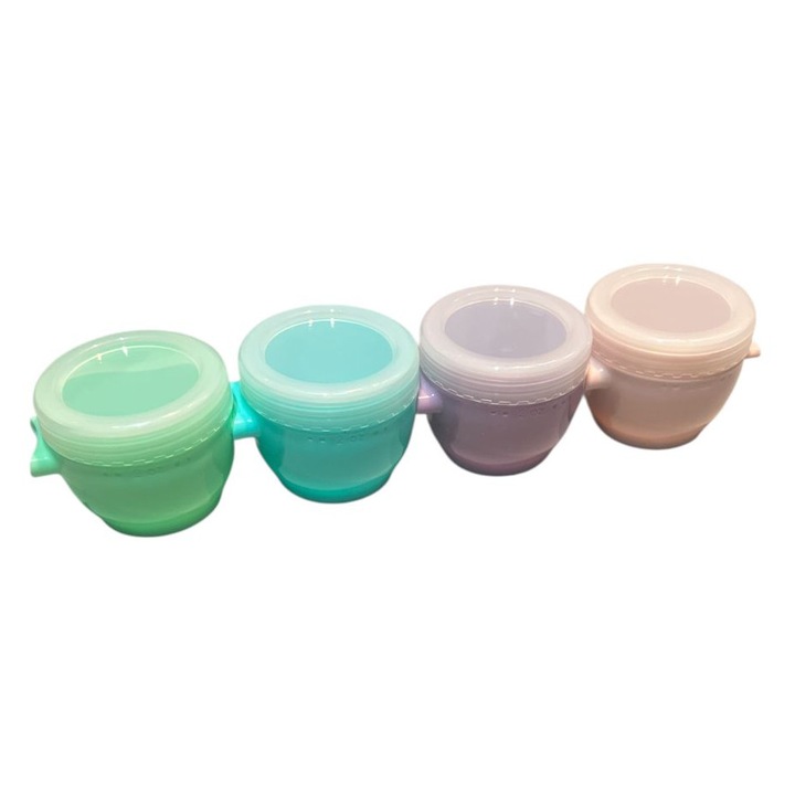 Set 4 Recipiente Crofton Snap & Go, Silicon, Multicolor, 7x5cm, 60ml