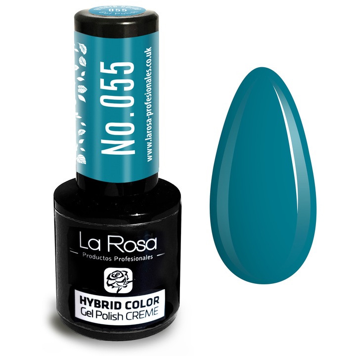 Lac de unghii La Rosa Profesionales CREME, turcoaz, 9 ml, formula hibridă, rezistență îndelungată