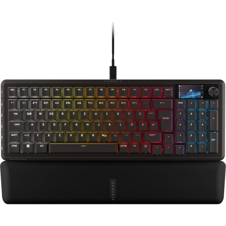 Tastatură mecanică Corsair Vanguard 96, comutator liniar, sondare 8000 Hz, negru, 38, 8x14, 1x4, 3cm