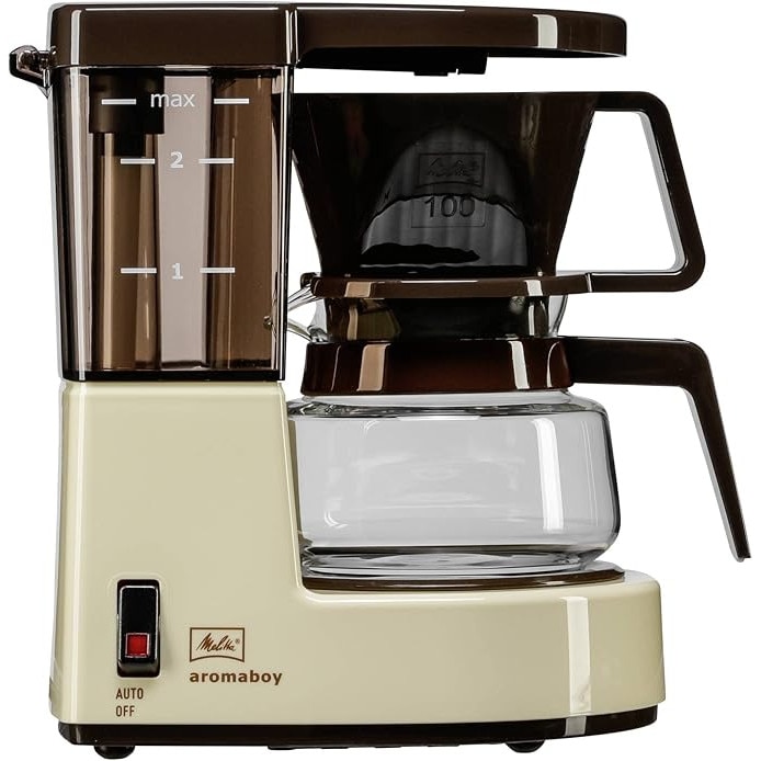 Aparat de cafea cu filtru Melitta, cu carafa de sticla, model Aromaboy, carafa de sticla pentru 2 cesti, cu suport pentru filtru