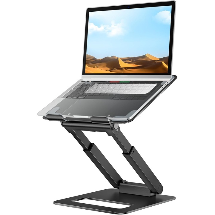 Stand Laptop tounee LS07, Ergonomic si Reglabil pe Inaltime, Design Extensibil, Compatibil cu MacBook Pro si Laptopuri de 25.4-43.18 cm - Ideal pentru Birou si Lucru in Picioare, Negru