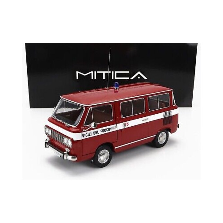 Macheta Fiat 850 Familiare Vigili Del Fuoco 1970 rosu - 1/18 Mitica