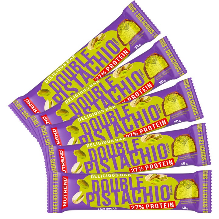 Set de 5 batoane proteice x 50g, Delicious Bar, Nutrend, aroma fistic