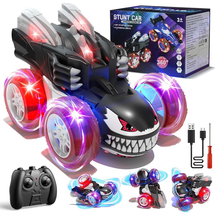 Количка с дистанционно управление RC за деца, каскадьорска количка, за дрифт с въртене на 360 градуса и преобръщания на 90 градуса, бърза, 4WD, Rock Crawler, офроуд, радиоуправляема количка с дистанционно управление