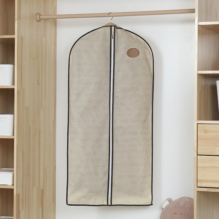 Husa bej pentru haine 60x137 cm – protectie impotriva prafului, umezelii si mirosurilor