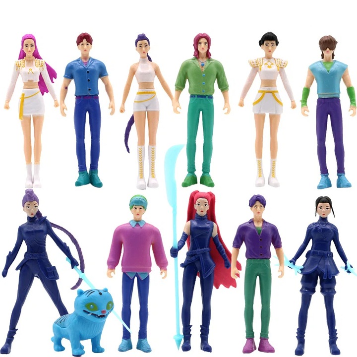 Set de 12 figurine KPop Demon Hunters, 5.5-11.7 cm, PVC, multicolor