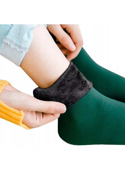 Sosete Dama, SNM, Sosete Termice Groase Si Calduroase Cu Captuseala Din Polar Moale, Fara Compresiune Pentru Confort Sporit, Ideale Pentru Iarna Si Cadou, Material Rezistent, Marime Universala 36-40, Verde