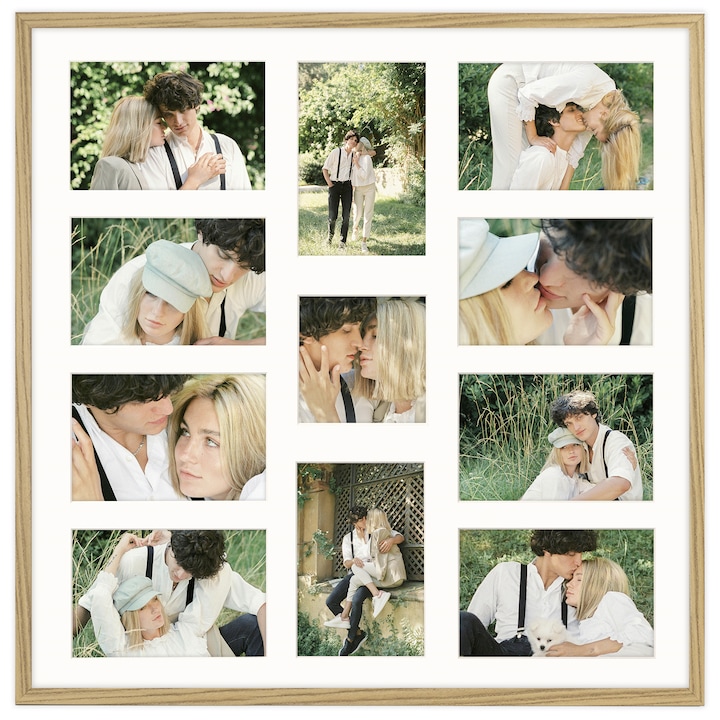 Rama foto Framai, foto galerie 50x50 cm, pentru 11 fotografii 10x15 cm si 10x10 cm, culoare stejar