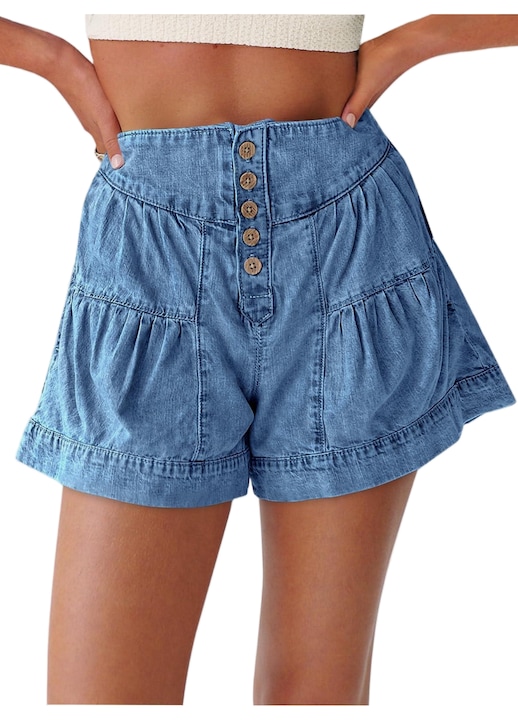 Pantaloni din denim, Imily Bela, cu buzunare pentru femei de vara（10160）, Albastru deschis