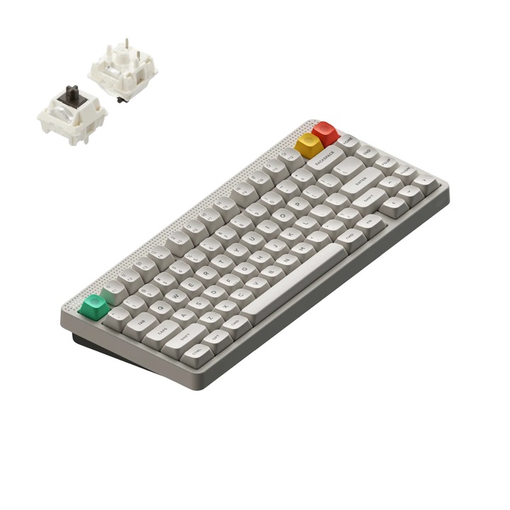 Tastatura Mecanica Wireless NuPhy Node 75 High-Profile, Brown Max Switch, Alb