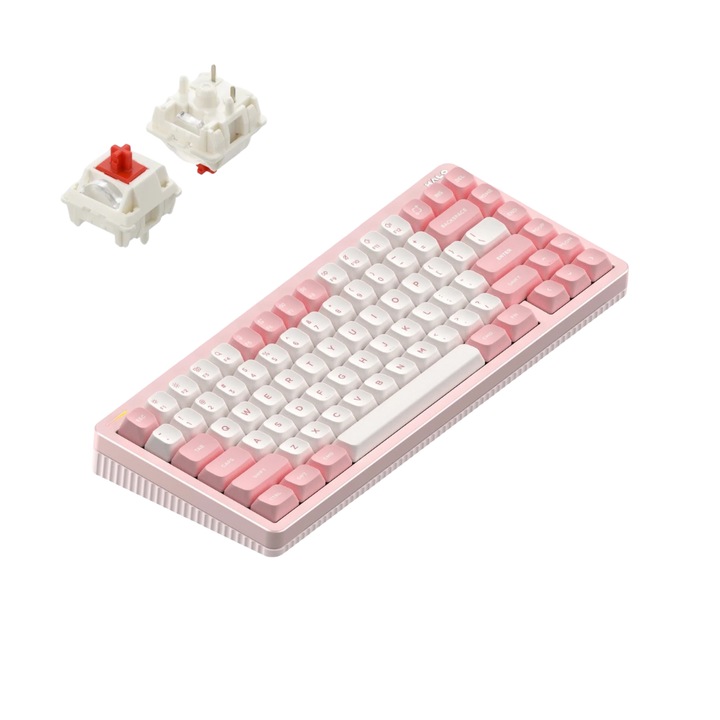 Tastatura Mecanica Wireless NuPhy Halo IO Series, Layout 75% ANSI, 2.4 GHz Bluetooth, Red Max Switch, Roz