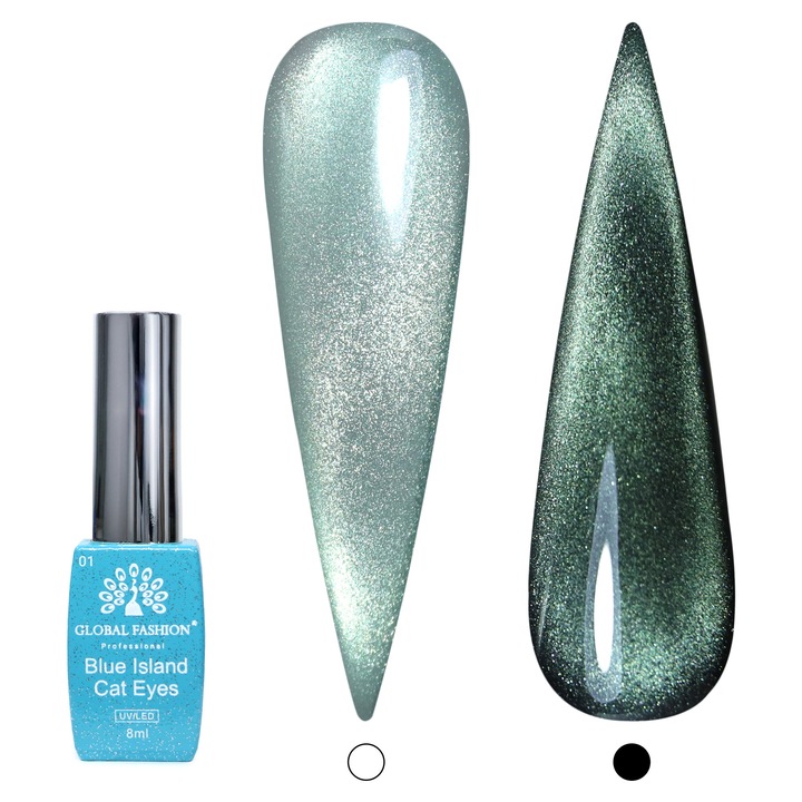 Oja semipermanenta ochi de pisica, Blue Island 8 ml, 01