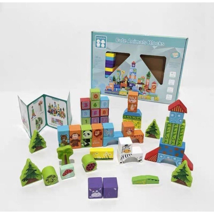 Constructor multicolor, set 102 piese, cuburi