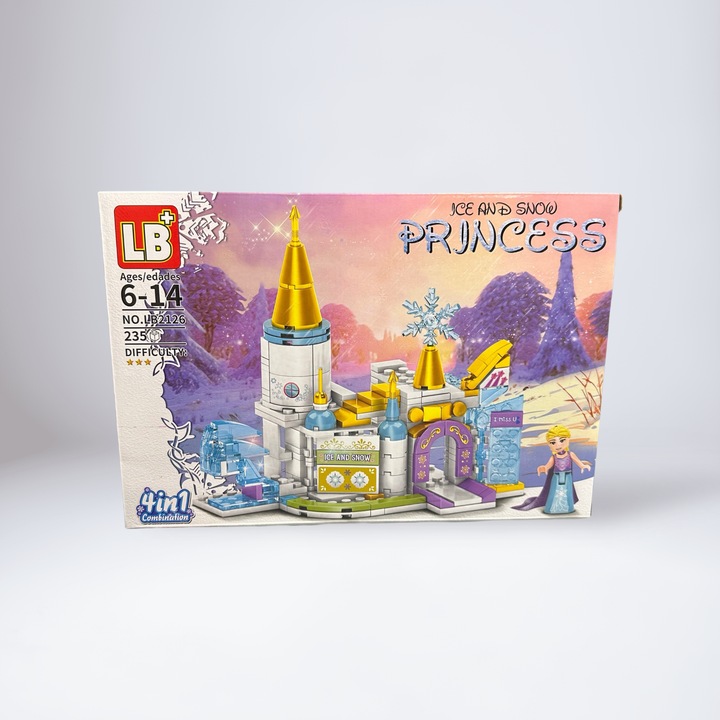 Set de Constructie Castel Ice & Snow Princess, 235 piese, plastic ABS, 25x20x20cm, pentru 6 ani+