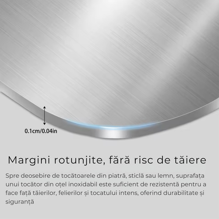 Placa de Taiat Profesionala din Otel Inoxidabil 304 - Tocator XXL (39x28cm), Suprafata Hygienic Antibacteriana, Ultra-Rezistent, Pentru Decongelare si Toate Preparatele, Compatibil Masina de Spalat Vase