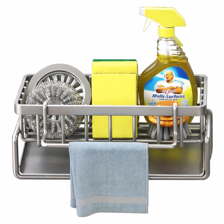 Suport din inox pentru burete vase, awwaline, argintiu, 23x9x10cm