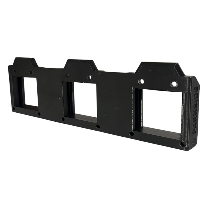 Akkumulátortartó, fekete, strapabíró műanyag, 20V, falra szerelhető