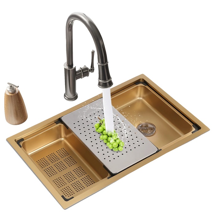 Chiuveta bucatarie, inox, 76x45.8x22cm, set complet cu accesorii