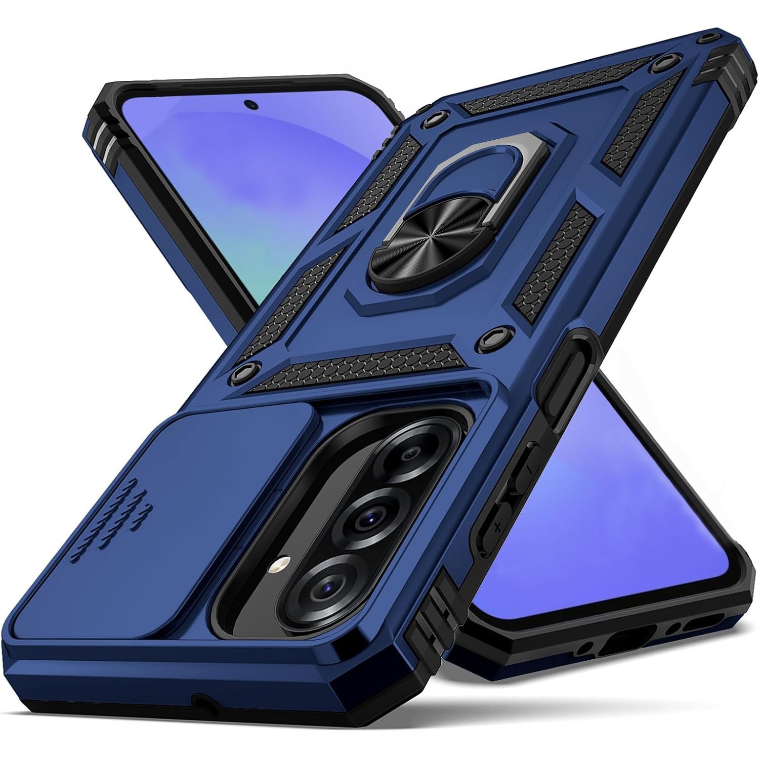 Husa pentru Samsung Galaxy A57 5G DaDen Hybrid Armor Kickstand, Slider Camera, Antisoc, Protectie Superioara, Albastru