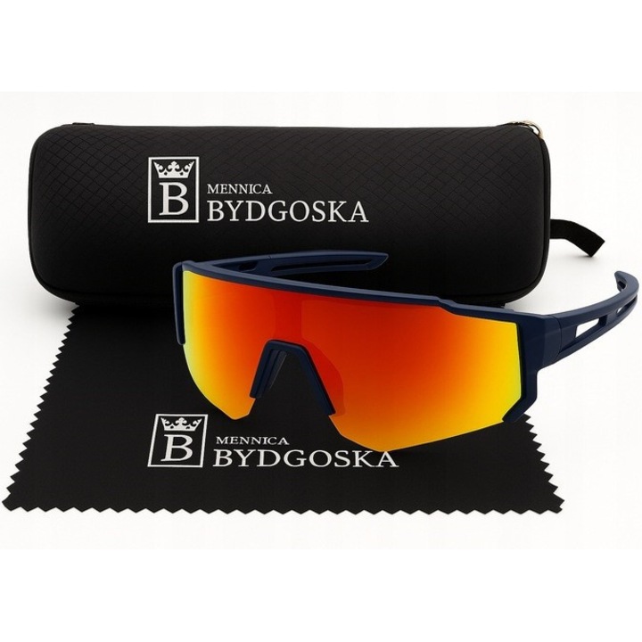 Ochelari barbatesti de ciclism MB, sport, polarizati, UV400, lentila oglinda, protectie UVA UVB, usori si rezistenti, pentru bicicleta, alergare, outdoor, model LumiMan