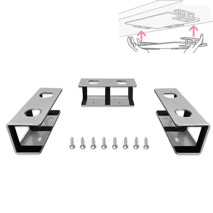 Suport pentru laptop din aluminiu ascuns, Garsonal®, montat sub masa, utilizare eficienta a spatiului, reglabil, antiderapant, 17,5x10,7x4,8cm, Argintiu