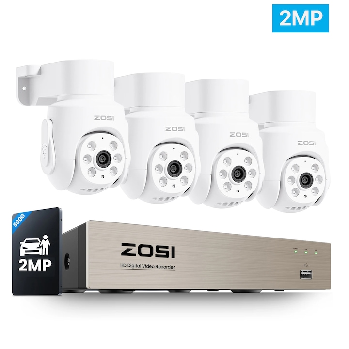 Kit Supraveghere full HD 1080P cu 6 Camere Exterior IR 20m + DVR 8 canale video / 1 canal audio