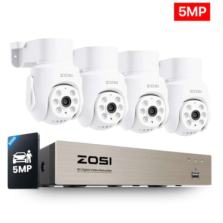 Kit Supraveghere, 8CH NVR, 4 camere, rezolutie 4MP, audio bidirectional, conectare prin aplicatie mobila, alimentare EU