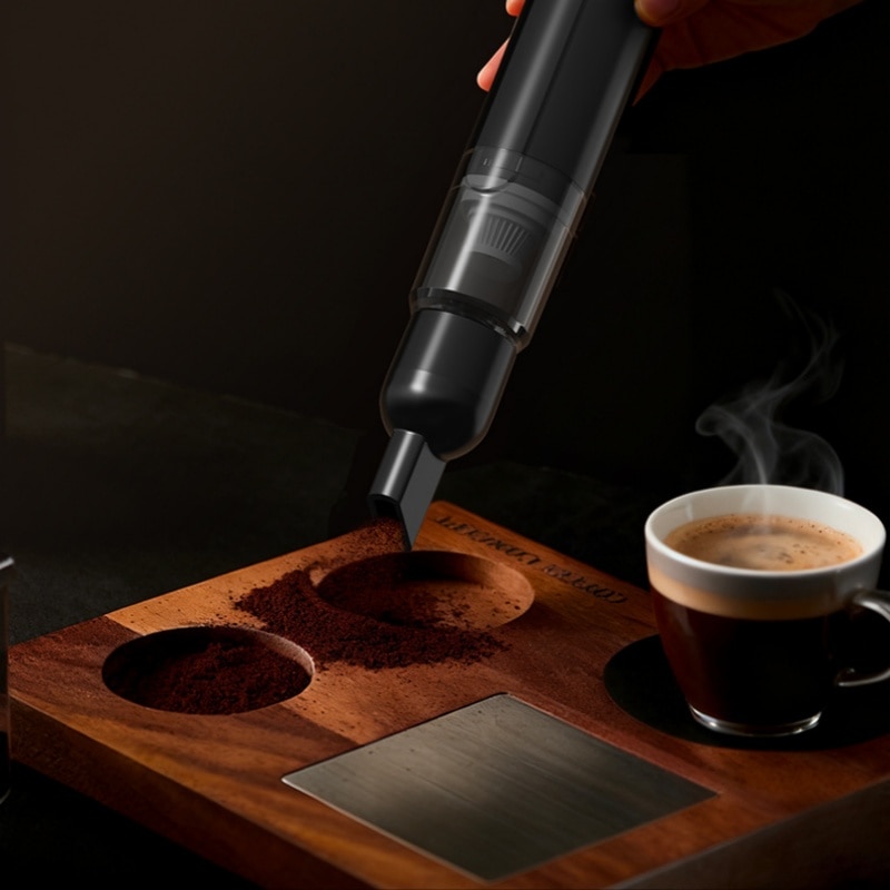 Aspirator portabil, 100ml, 1200Pa, pentru curatarea zatului de cafea, design ergonomic, baterie 1500mAh, reincarcabil USB, negru