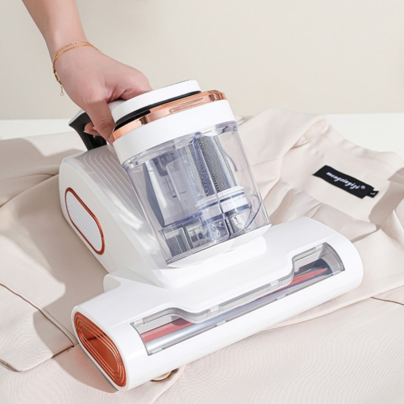 Aspirator portabil ORBER, afisaj LED, reglare intensitate pe 2 niveluri, reincarcabil, indepartare acarieni, sterilizare UV, design ergonomic, durabil, alb