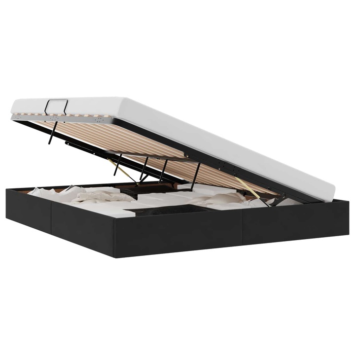 vidaXL Tárolós Ágy fejtámlával tárolóval Fekete 180 x 200 cm Bársony 3442900