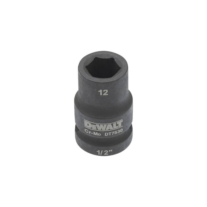 Cheie tubulară de impact DeWALT 1/2", 12mm, adâncime mică