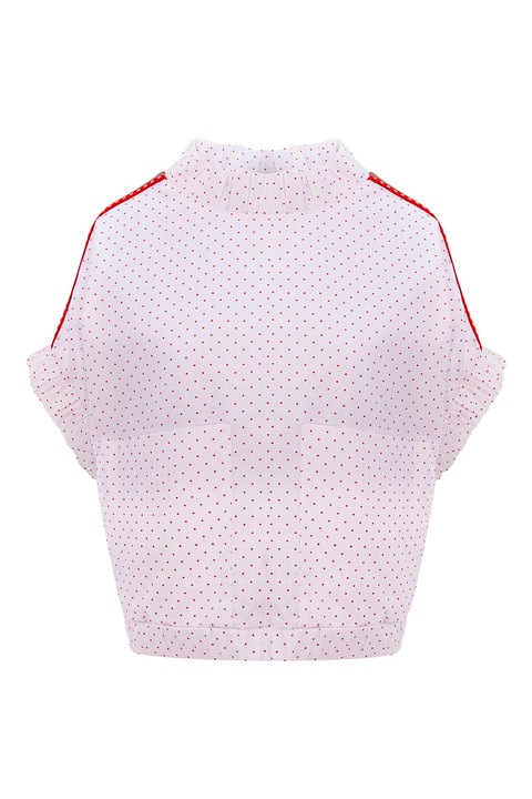 Larisa Dragna, Bluza din amestec de bumbac cu model cu buline, Rosu/Alb