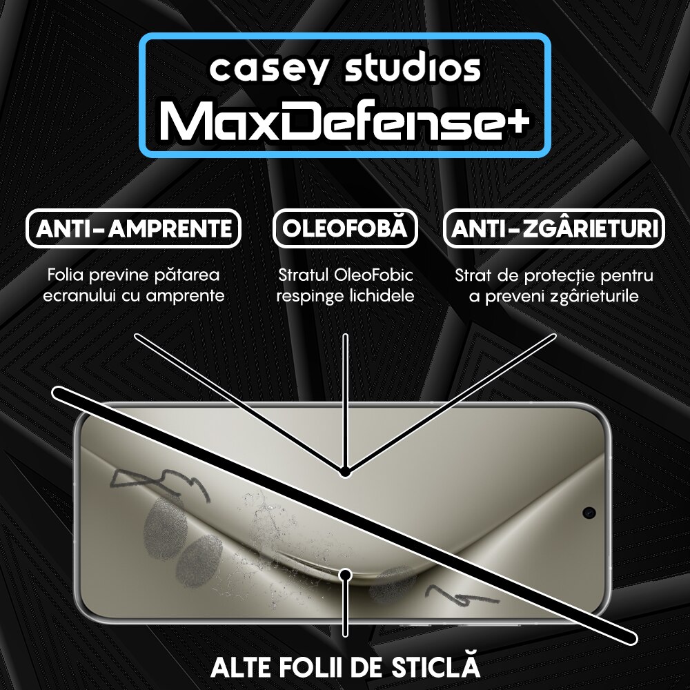 Folie Sticla CASEY STUDIOS™ compatibila cu Huawei Pura 70, Full Cover 3D, Full Glue, Duritate Militara, Ultra HD, Anti Zgarieturi, Anti Amprente, Anti Socuri, Margini Negre