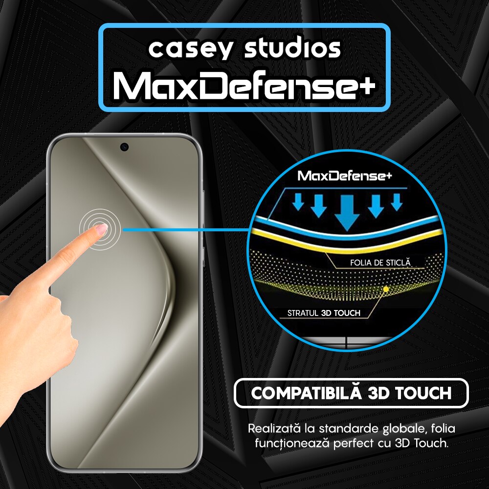 Folie Sticla CASEY STUDIOS™ compatibila cu Huawei Pura 70, Full Cover 3D, Full Glue, Duritate Militara, Ultra HD, Anti Zgarieturi, Anti Amprente, Anti Socuri, Margini Negre