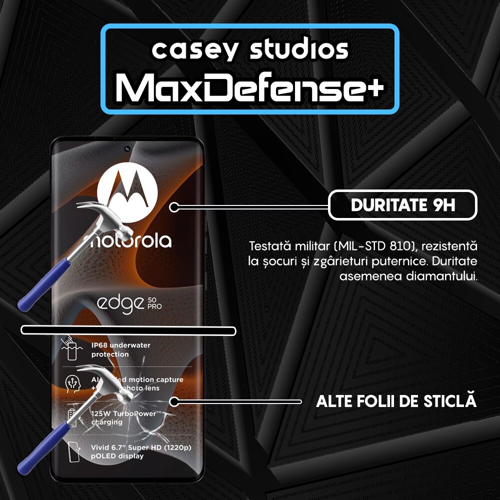 Folie Sticla CASEY STUDIOS compatibila cu Motorola Edge 50 Pro, Full Glue, Anti Zgarieturi, Anti Socuri, Anti Amprente, Margini Negre