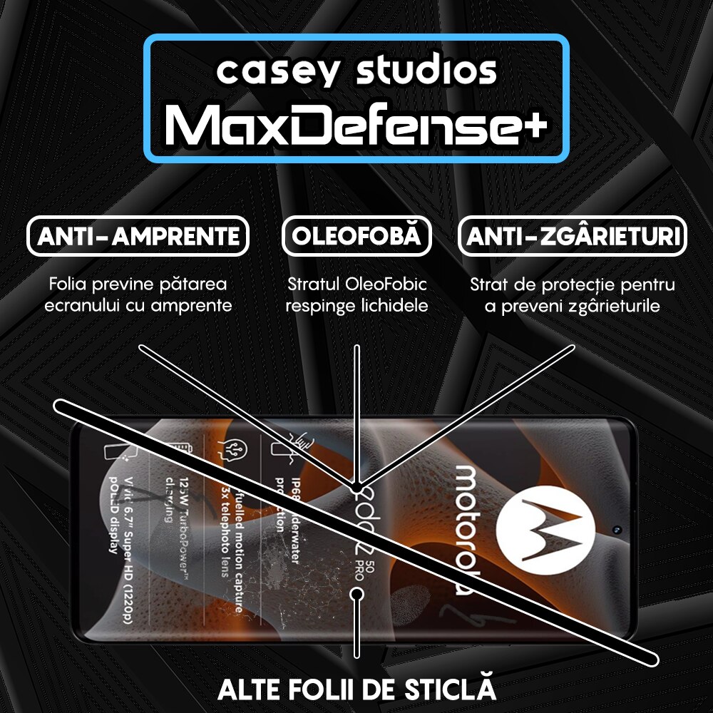 Folie Sticla CASEY STUDIOS compatibila cu Motorola Edge 50 Pro, Full Glue, Anti Zgarieturi, Anti Socuri, Anti Amprente, Margini Negre