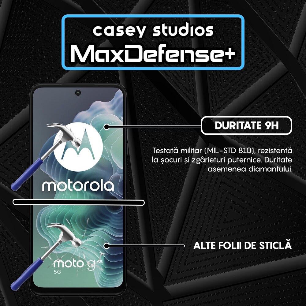 Folie Sticla CASEY STUDIOS™ pentru Motorola Moto G35, Full Cover 3D, Full Glue, Sticla Securizata, Duritate Militara, Ultra HD, Protectie Profesionala Ecran 3D, Anti Zgarieturi, Anti Socuri