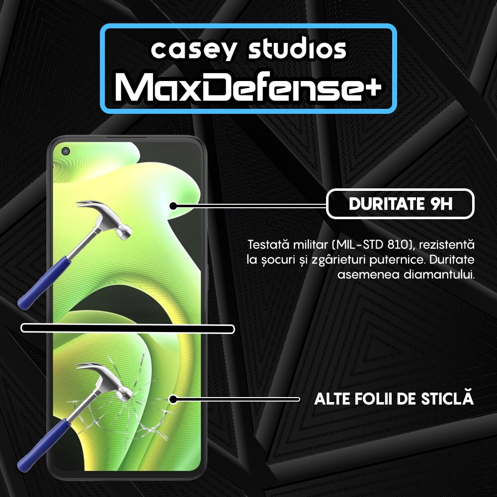 Folie Sticla CASEY STUDIOS™ compatibila cu Realme GT Neo 3T / GT Neo2 / GT2, Full Cover 3D, Full Glue, Duritate Militara, Ultra HD, Anti Zgarieturi, Anti Socuri, Margini Negre
