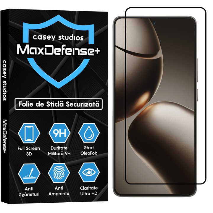 Folie Sticla CASEY STUDIOS™ compatibila cu Xiaomi 14T, Full Cover 3D, Full Glue, Sticla Securizata, Duritate Militara, Ultra HD, Protectie Profesionala Ecran 3D, Anti Zgarieturi, Anti Socuri