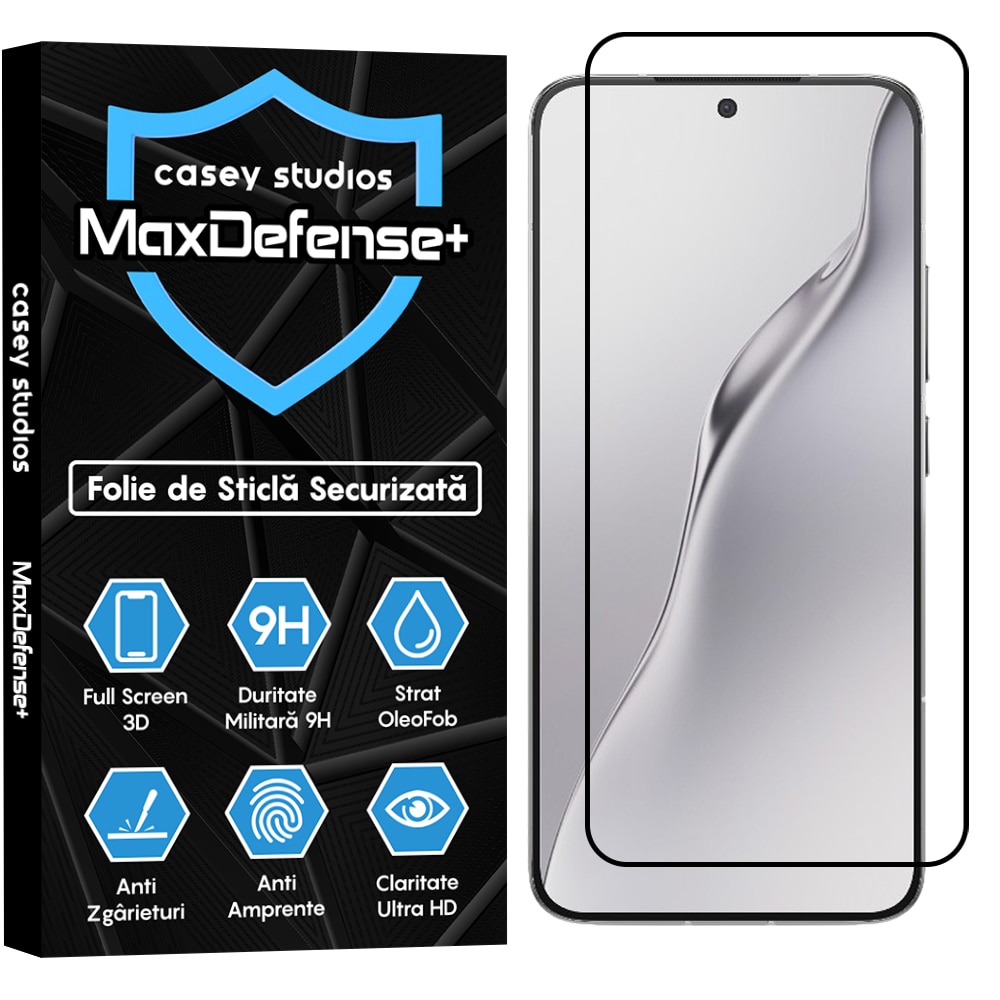 Folie Sticla CASEY STUDIOS pentru Xiaomi 15, Full Glue, Sticla Securizata, Duritate Militara, Ultra HD, Protectie Profesionala Ecran 3D, Anti Zgarieturi, Anti Socuri, Margini negre