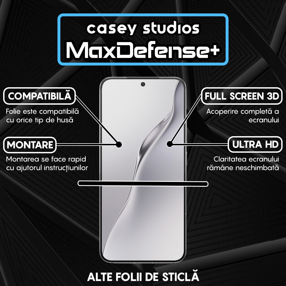 Folie Sticla CASEY STUDIOS pentru Xiaomi 15, Full Glue, Sticla Securizata, Duritate Militara, Ultra HD, Protectie Profesionala Ecran 3D, Anti Zgarieturi, Anti Socuri, Margini negre