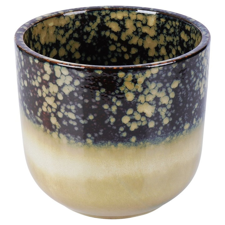 Vaza Din Portelan, Vilde, Farfurie Fara, 17.5x17.5x15.5 cm, Glazurata, Inaltime 15.5 cm, Diametru 17.5 cm, Greutate 0.5 kg, Materiale De Inalta Calitate, Aurie/Albastra Inchisa