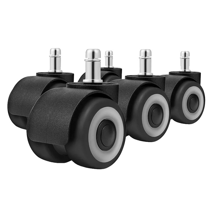 Role pentru scaune de birou, 2 inch, set de 5 bucati, compatibilitate universala, design silentios, material otel si cauciuc TPR