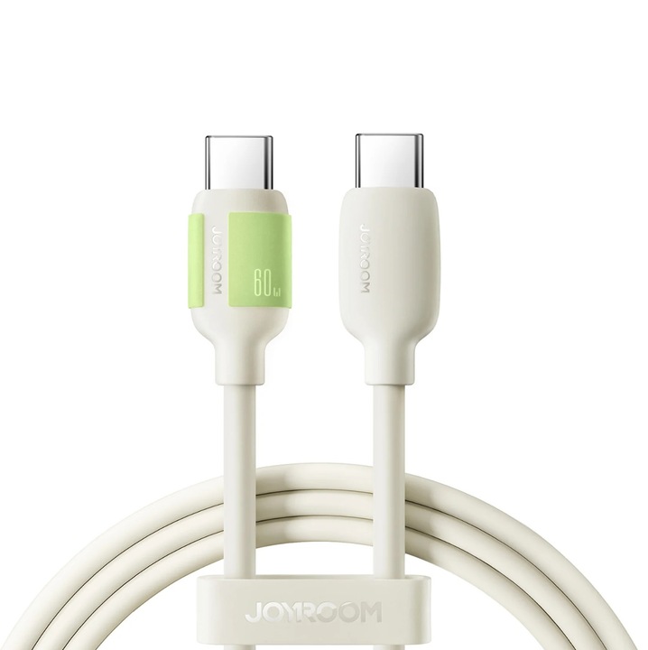 Cablu USB-C la USB-C Joyroom, 2 metri, 60W, nylon impletit, bej